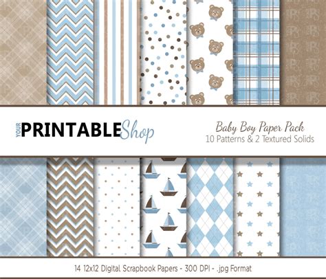 Your Printable Shop — Printable Baby Boy Scrapbook Paper | INSTANT...