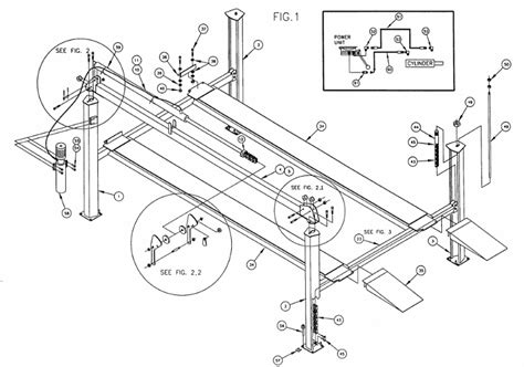 Auto Lift Parts, Overall Parts Breakdown, for Ben Pearson 4-Post Lifts ...