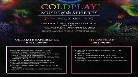 Harga Tiket Konser Coldplay di Jakarta Mulai Dari Rp800 Ribu