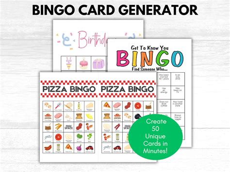 Bingo Card Generator, Editable Bingo Card, DIY Fillable Gae Cards ...