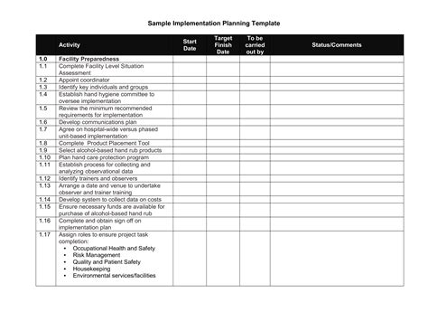 Implementation Plan Template Free - Printable Templates