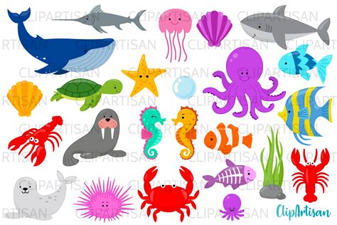 Sea Creatures Clipart Graphic by ClipArtisan · Creative Fabrica