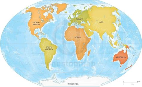 Vector Map of World Bathymetry Continents | One Stop Map