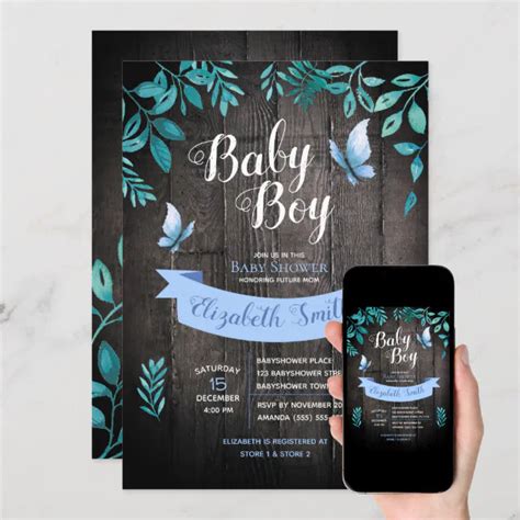 Rustic baby boy shower invitation | Zazzle