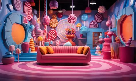 Premium AI Image | Backdrop of Candy Crush Room Candy Themed Wallpaper ...