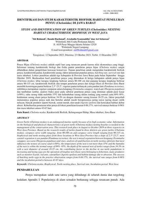 (PDF) IDENTIFIKASI DAN STUDI KARAKTERISTIK BIOFISIK HABITAT PENELURAN ...