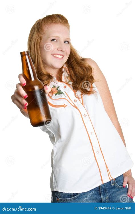 Woman Drinking Beer stock image. Image of background, happy - 2943449