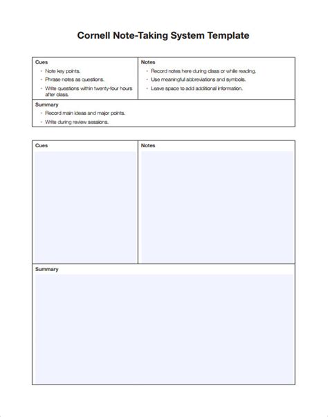 FREE 9+ Cornell Note Taking Templates in PDF | MS Word