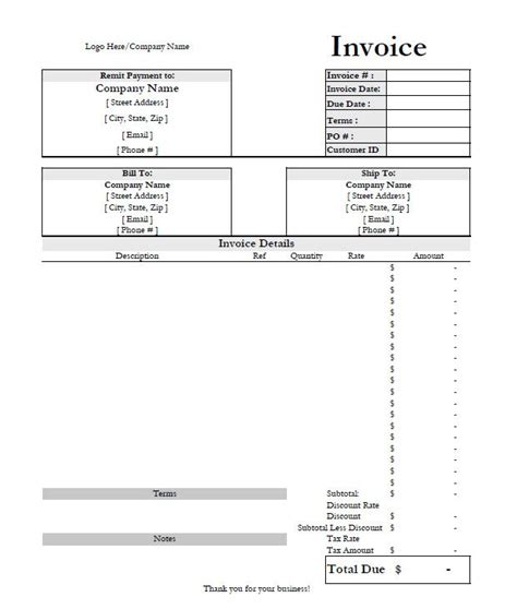 Excel Invoice Template - Etsy