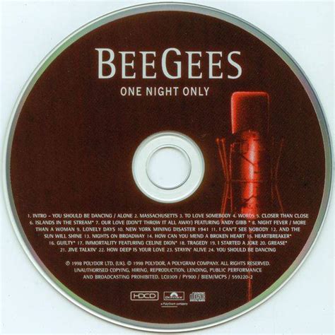 Bee Gees - One Night Only (1998) {HDCD, UK 1st Press} Re-Up / AvaxHome