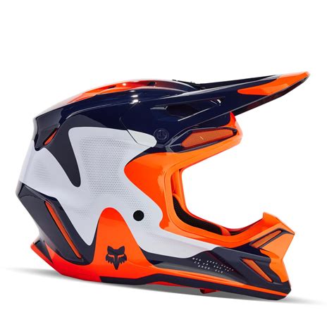 Amazon.com: Fox Racing V3 MOTOCROSS HELMET, REVISE NAVY/ORANGE, Small ...