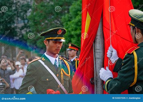 The Chinese National Flag Ceremony Editorial Image - Image of guard ...