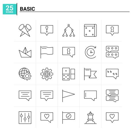 25 Basic icon set vector background 14654296 Vector Art at Vecteezy