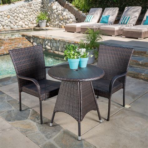 Attractive 3-Piece Wicker Outdoor Patio Bistro Sets