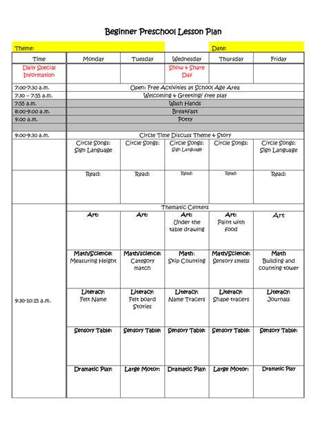 Lesson Planning Template Pdf