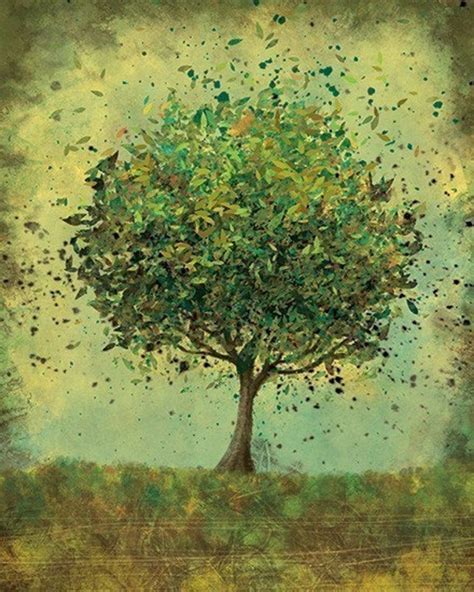 Green Tree Art Welcome Change rustic green 8x10