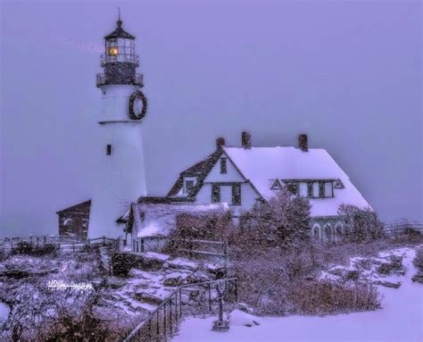 Portland Head Lighthouse Snow Scene