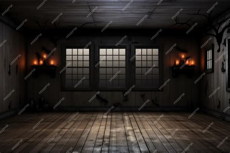 Premium Photo | Empty halloween dark room with wooden floor