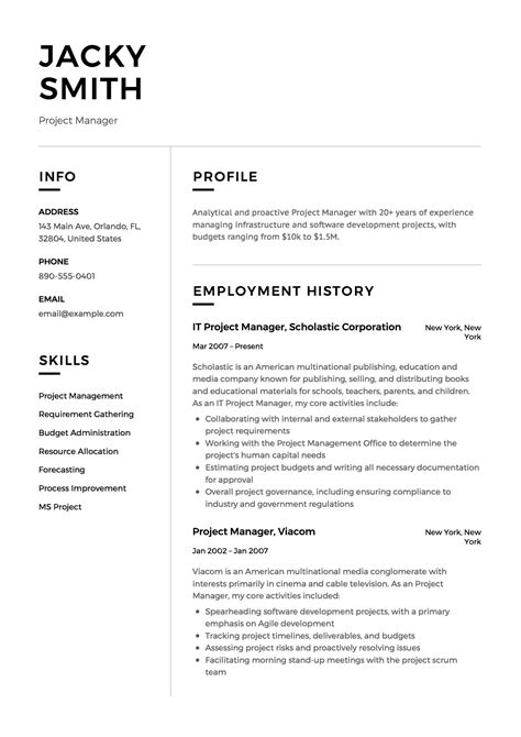 41++ Manager resume samples free For Your School Lesson