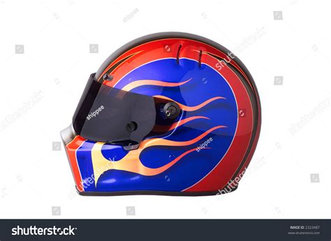 Colorful Racing Helmet, With Flames,Tinted Visor Stock Photo 2323487 ...