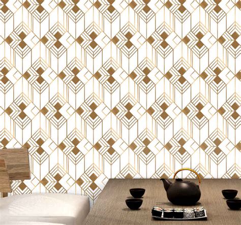 Geometric lines art Living room wallpaper - TenStickers