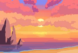 sunset pixel art! : r/PixelArt