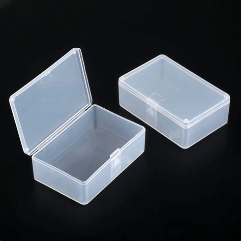 DRELD 2Pcs Transparent Plastic Storage Box Clear Square Multipurpose ...