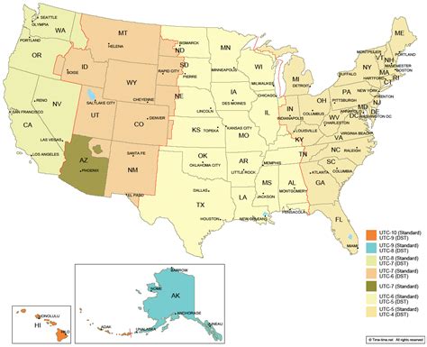 Map Usa time Zones State