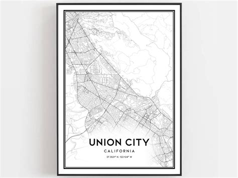 Union City Map Print Union City Map Poster Wall Art Ca City - Etsy