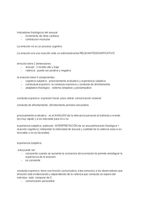 procesos cognitivos - La emoción era una reacción ante un estímulo ...