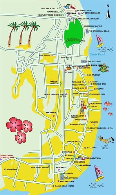 Detail Sanur Beach Bali Location Map | Bali Weather Forecast and Bali ...