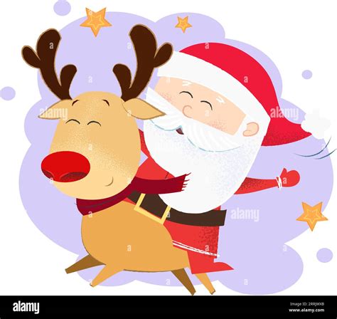 Cartoon Santa Claus and deer postcard design Stock Vector Image & Art ...