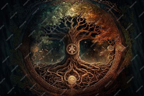 Premium AI Image | The yggdrasil the Tree of Life in Norse Mythology