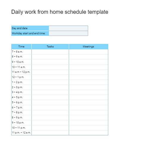 Weekly Work Schedule Template