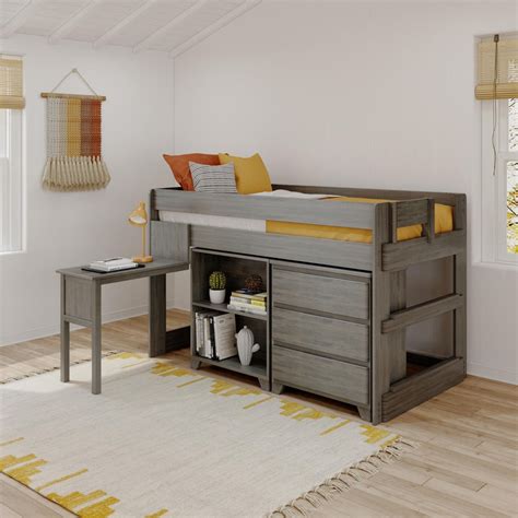 Modern Farmhouse Twin Low Loft Bed With Desk & Storage – Max and Lily