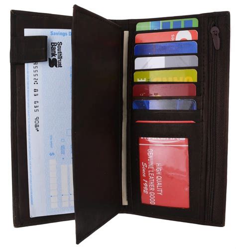 Genuine Leather Checkbook Cover Wallet Organizer W/ Credit Card Holder ...