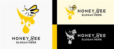 honey bee logo design template with simple and elegant creative concept ...