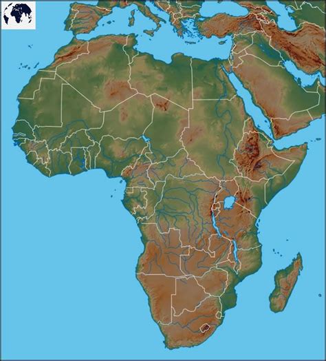 Free Printable Labeled Map of Africa Physical Template PDF