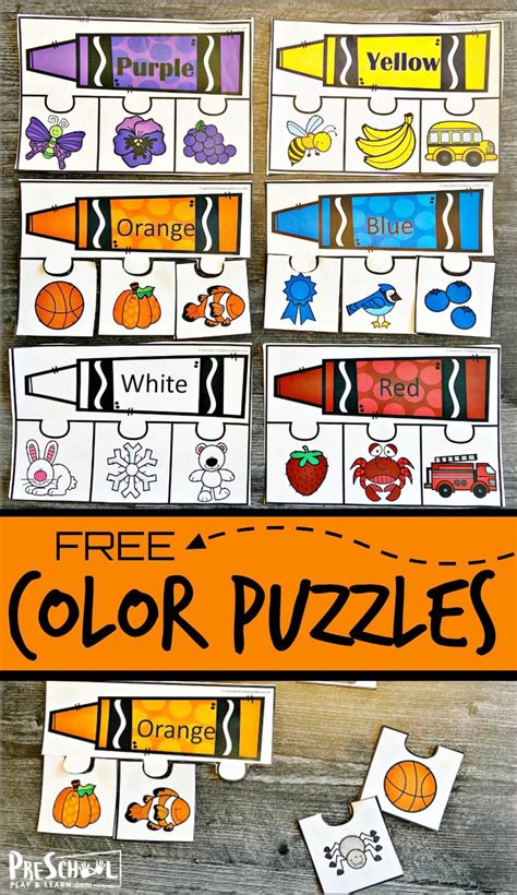 FREE Printable Color Puzzles - Fun Color Activity for Preschoolers