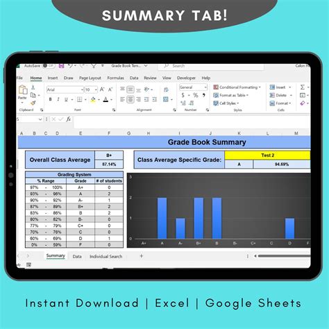 Student Gradebook Template for Excel, Teacher Gradebook Spreadsheet ...