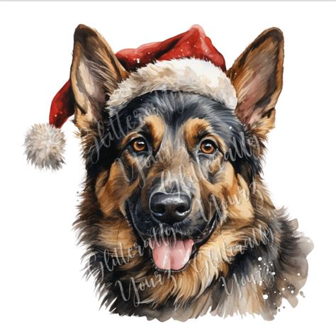 German Shepherd With Santa Hat PNG, Shepherd Mom, Shepherd Christmas ...