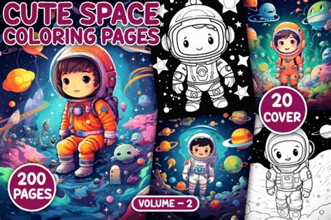 200 Cute Space Coloring Pages for Kids Graphic by WzSa Publishing ...