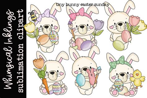 Tiny Bunny Easter Sunday Clipart Graphic by Whimsical Inklings ...