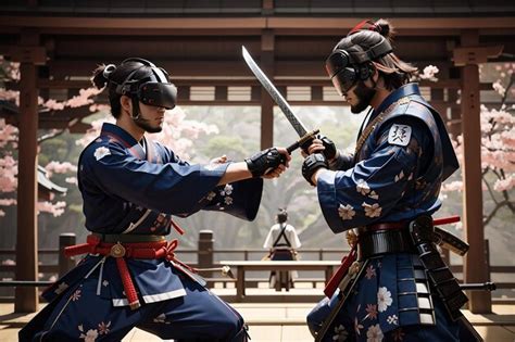 Premium AI Image | VR Samurai Swordsmanship Showdown