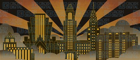 Art Deco City Projected Backdrops - Grosh Digital