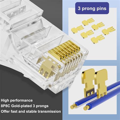 Great Choice Products 100 Pack Rj45 Cat6 Connectors And 100 Pack Strain ...