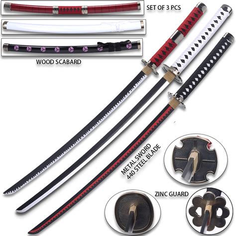 One Piece Sword Set 3 Katana Roronoa Zoro STEEL Shusui Yubashiri Sandai ...