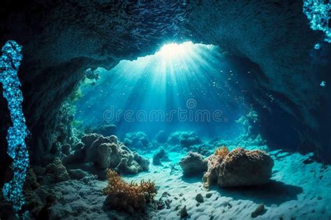 Mysterious Dark Underwater Cave with Reefs Journey To Bottom of Sea ...