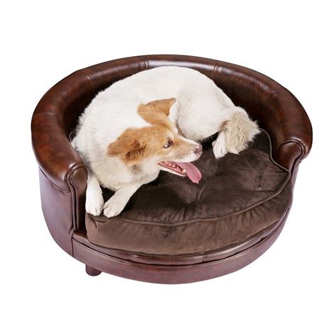 Chesterfield Faux Leather Large Dog Bed Designer Pet Sofa | Dog bed ...