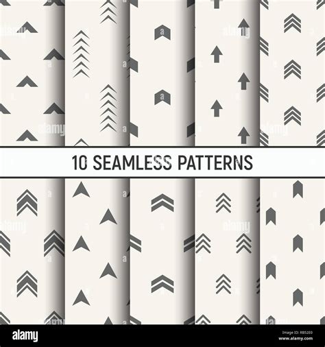 Set of ten seamless patterns. Arrows motif. Abstract geometrical trendy ...